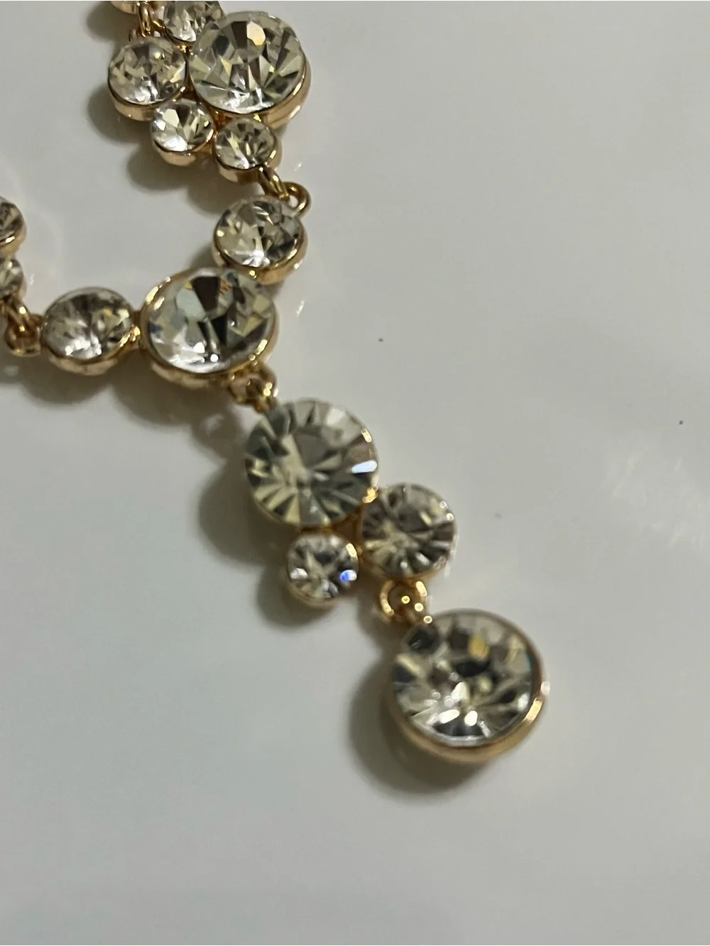 Gold-Tone Crystal Drop Y-Necklace in Clear